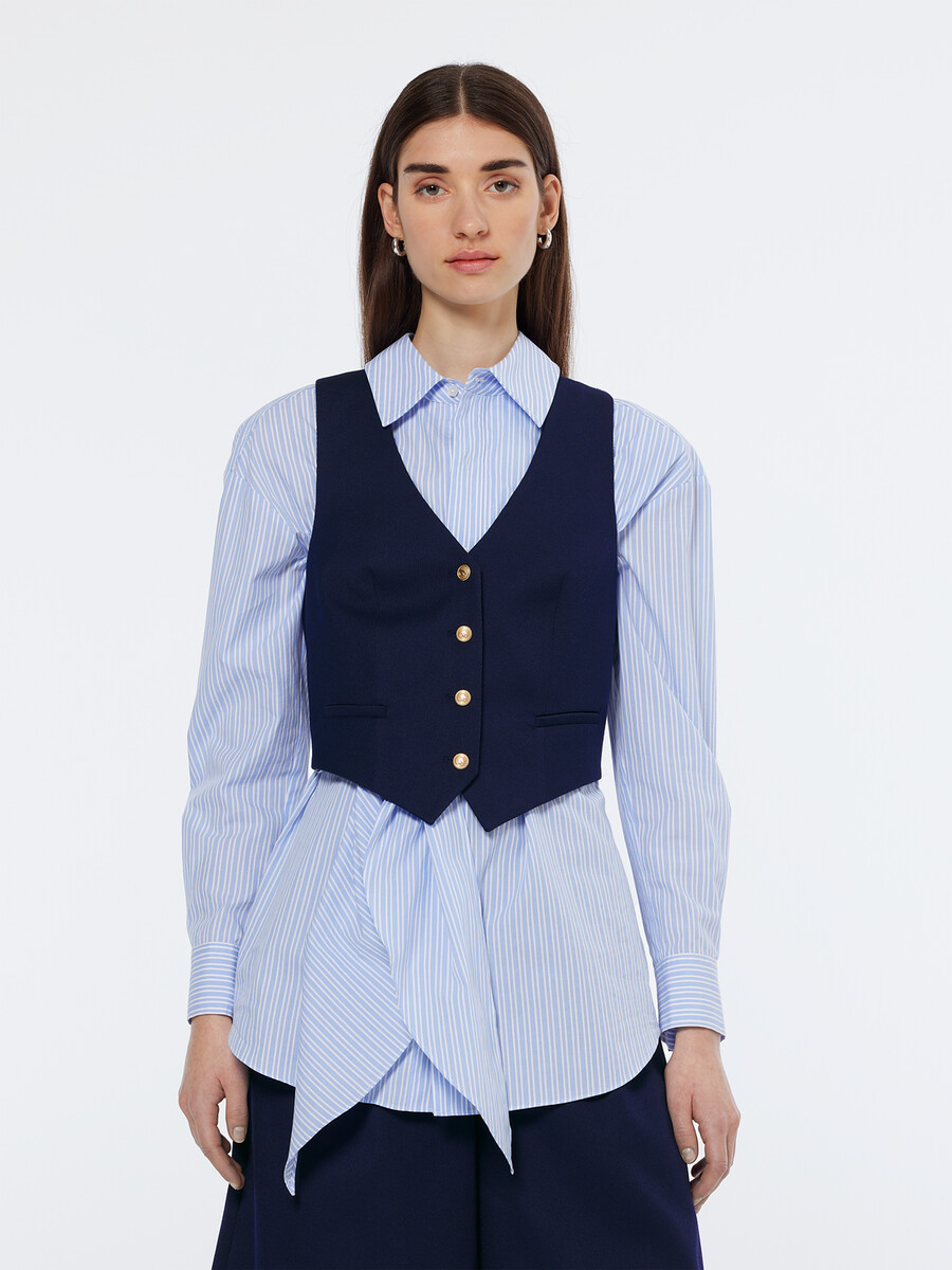 gilet in gabardine twill incrociato sulla schiena