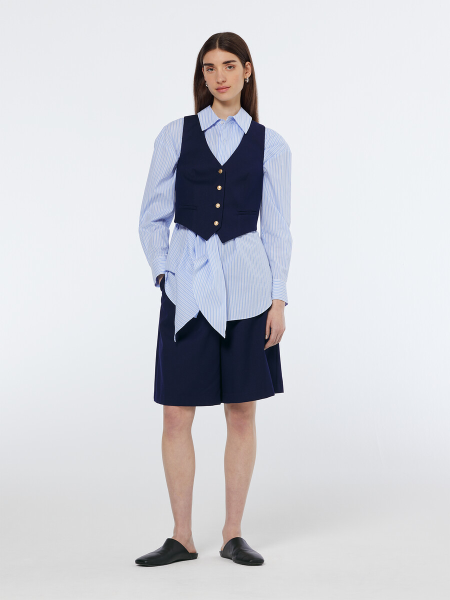 gilet in gabardine twill incrociato sulla schiena