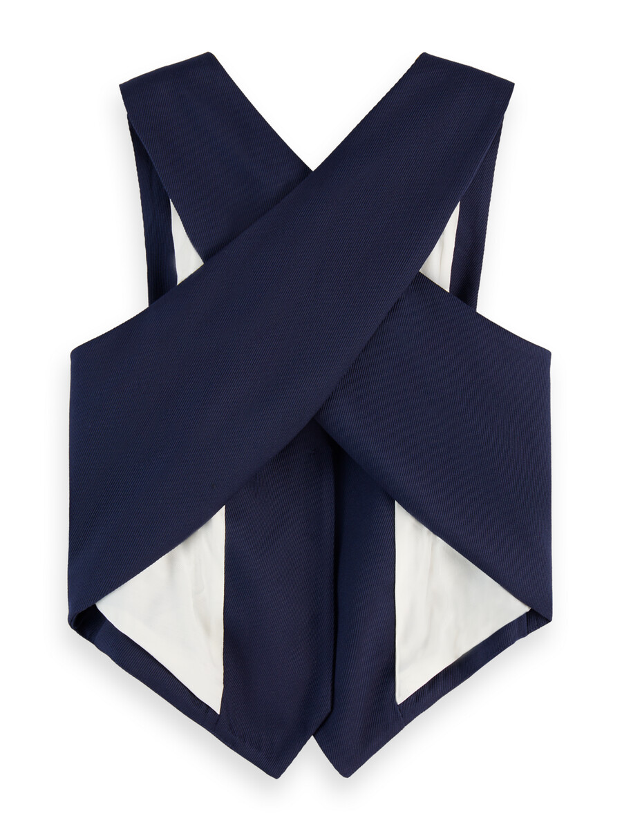 gilet in gabardine twill incrociato sulla schiena