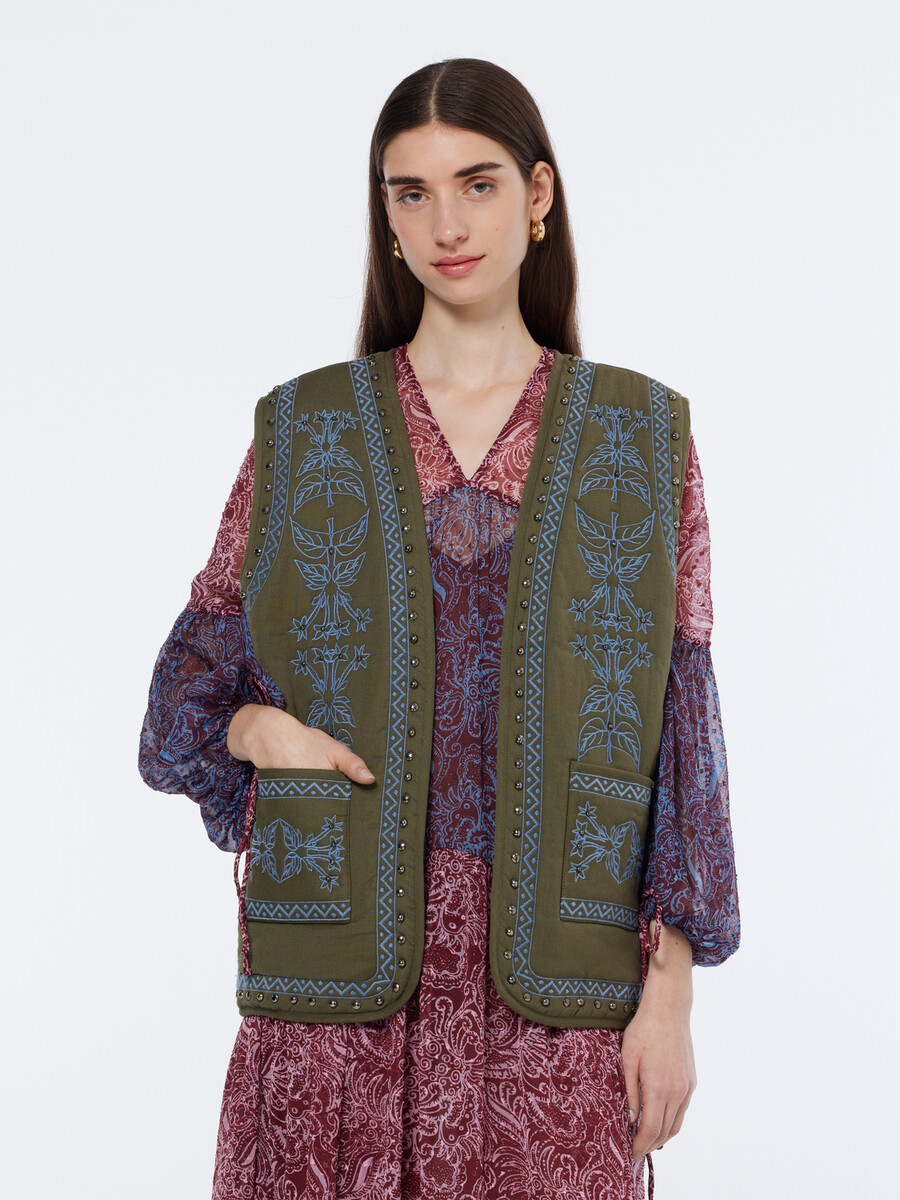 gilet ricamato floreale