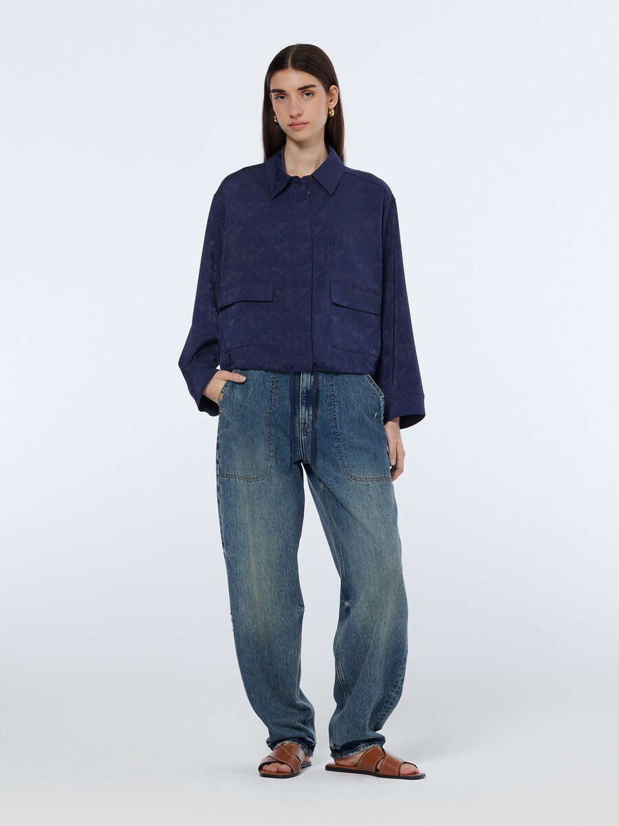 camicia utility in raso jacquard