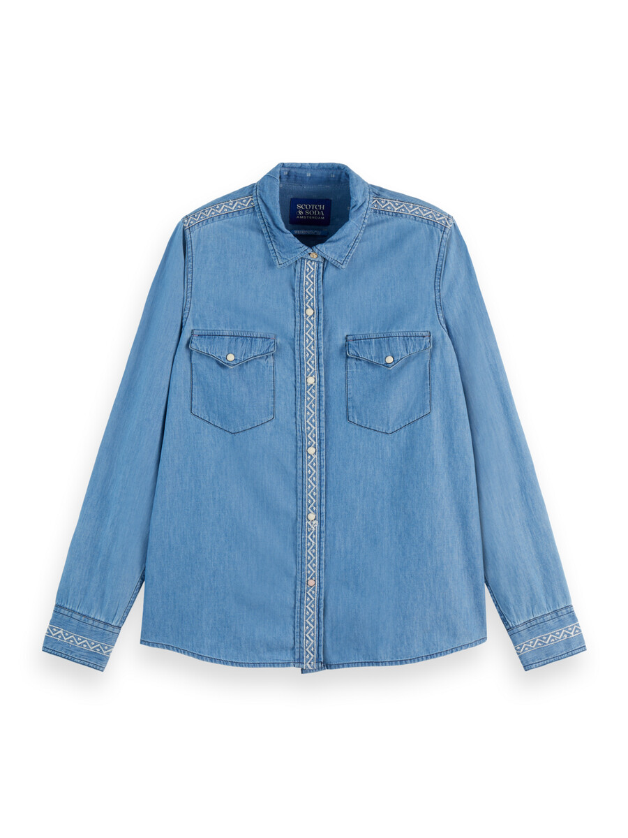 camicia in denim leggero slavato