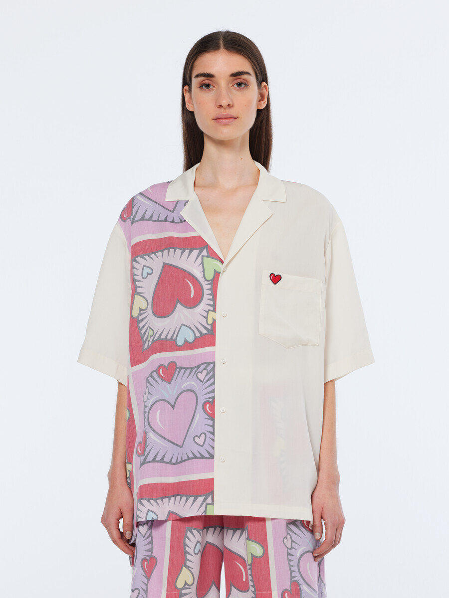 camicia con stampa a cuore scotch soda x burton morris