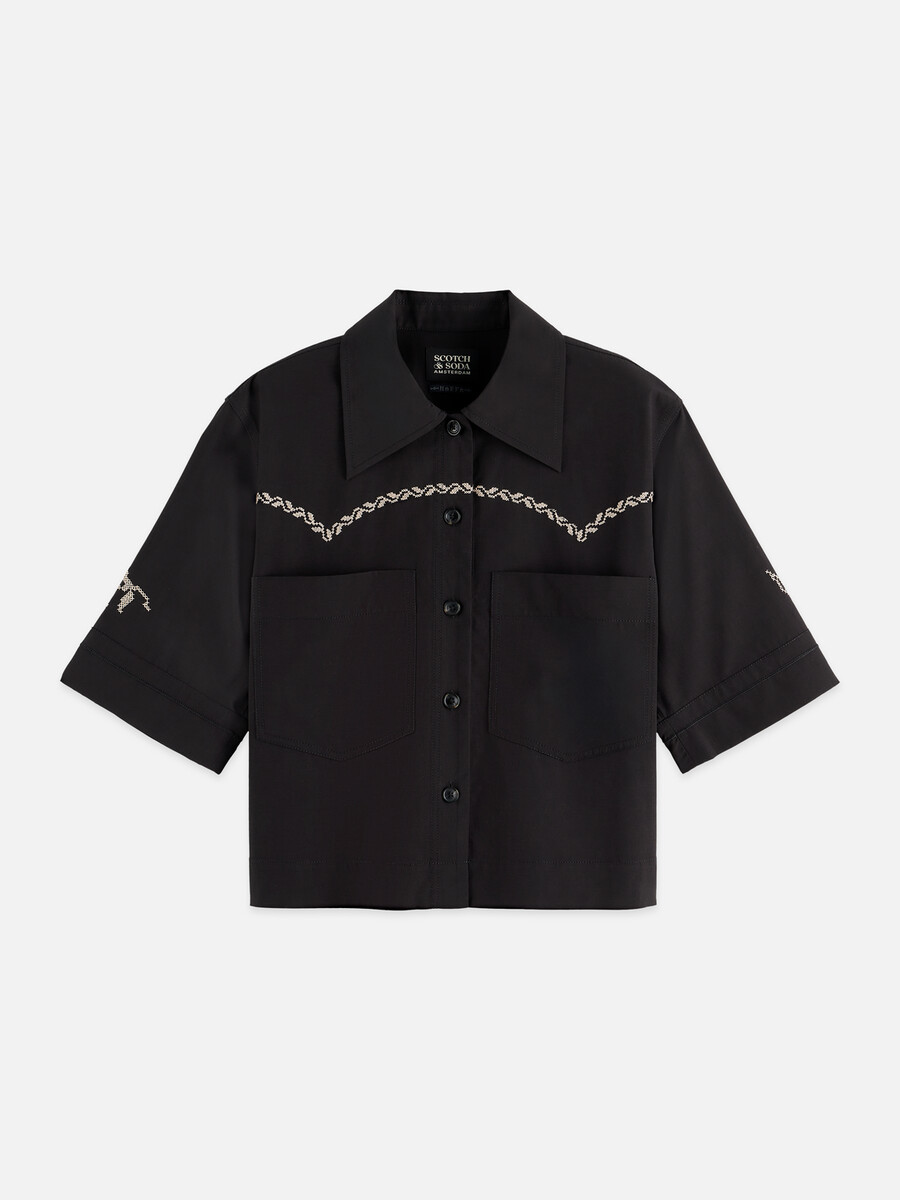 camicia a maniche corte dal taglio squadrato