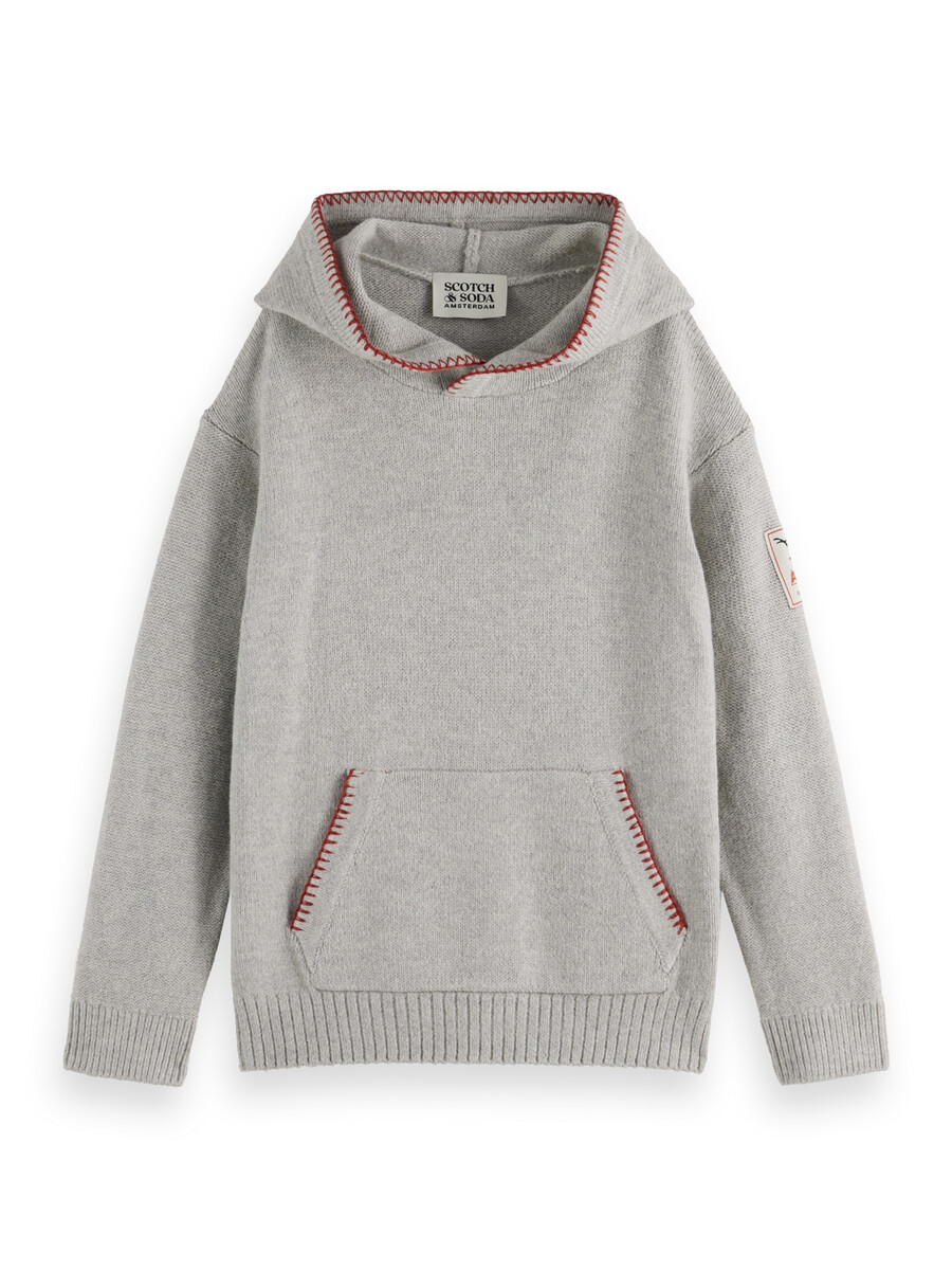 felpa con cappuccio ricamata in maglia per ragazzi dalla vestibilità comoda