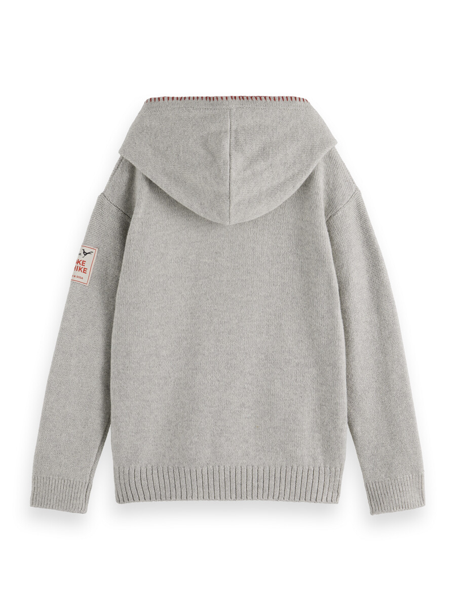 felpa con cappuccio ricamata in maglia per ragazzi dalla vestibilità comoda