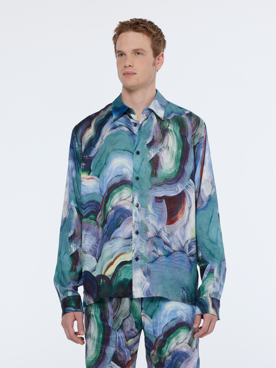 camicia con stampa astratta dal taglio rilassato