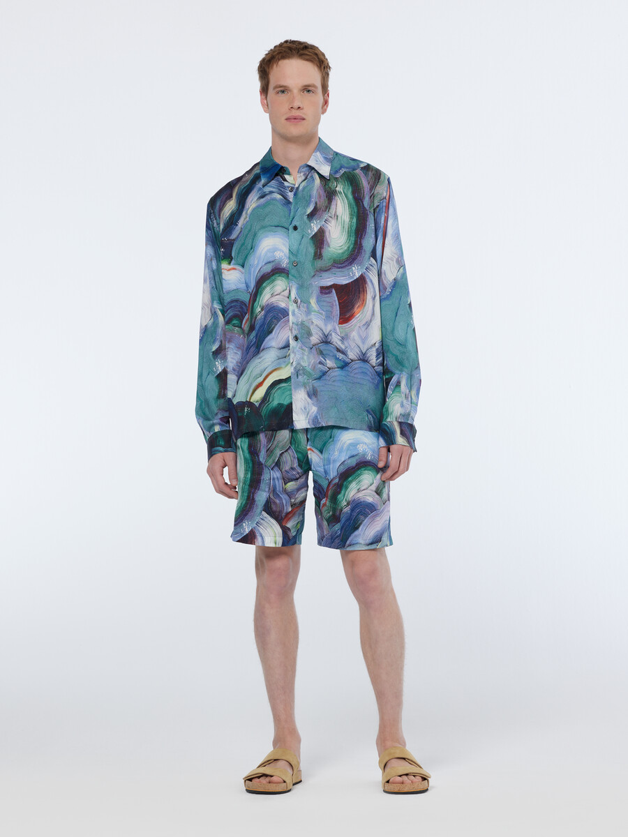 camicia con stampa astratta dal taglio rilassato