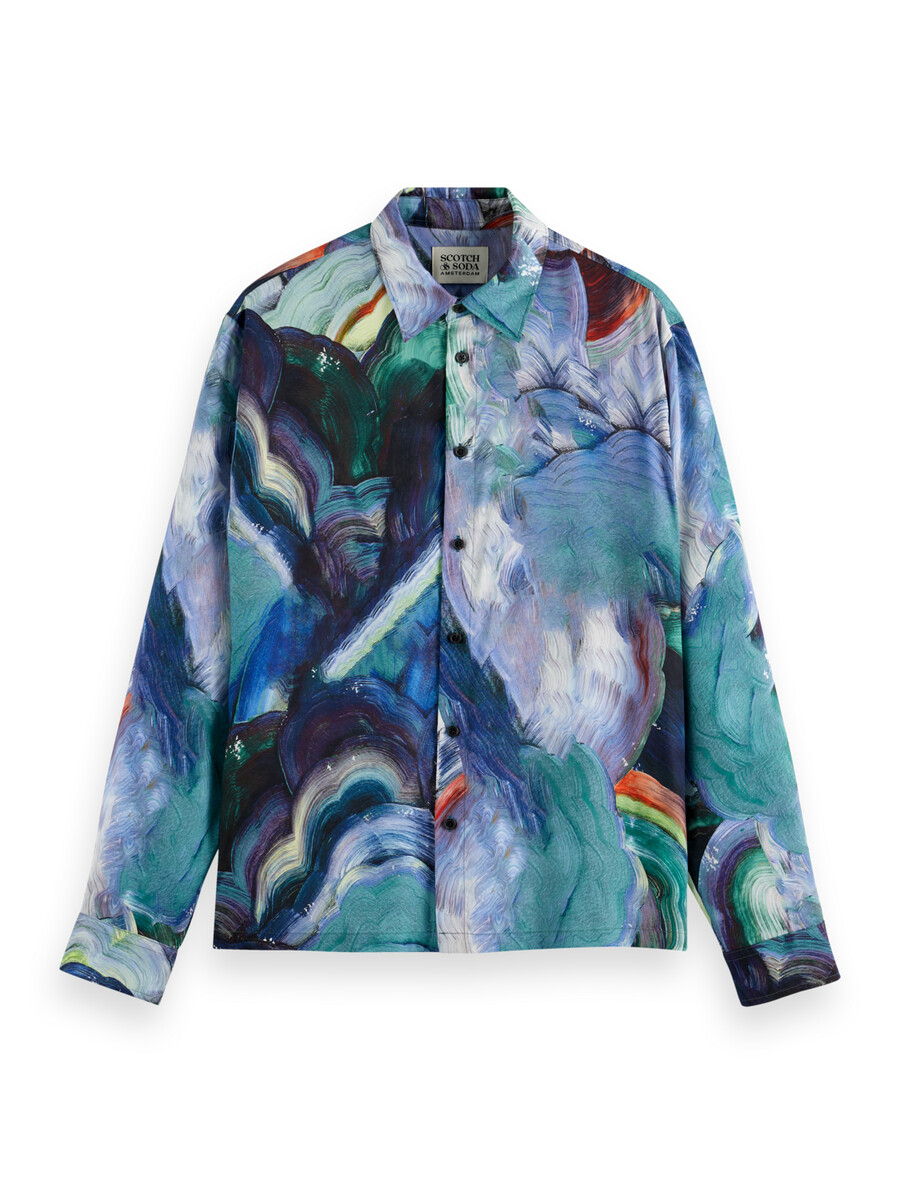 camicia con stampa astratta dal taglio rilassato