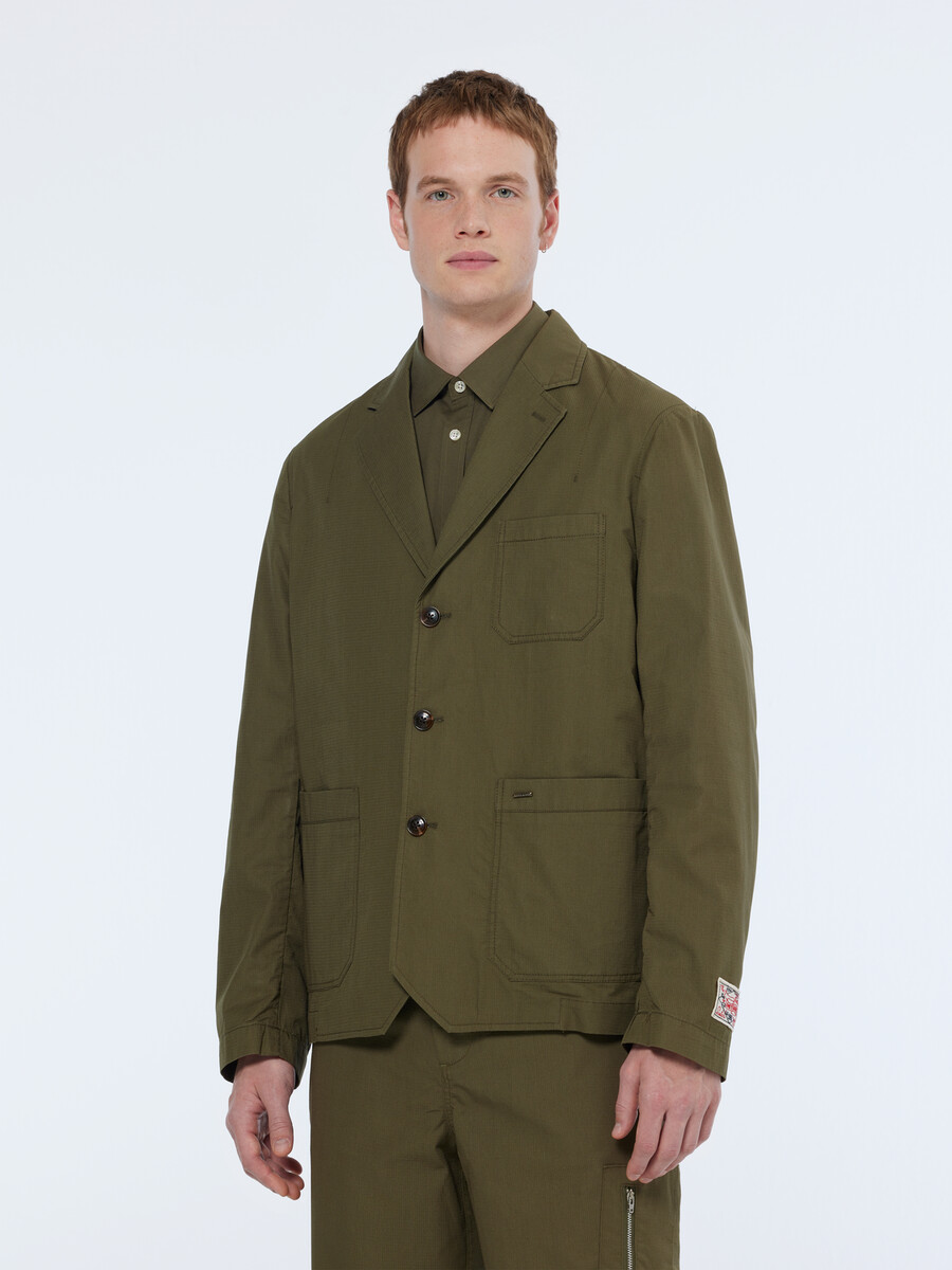 blazer militare in cotone ripstop destrutturato dalla vestibilità rilassata