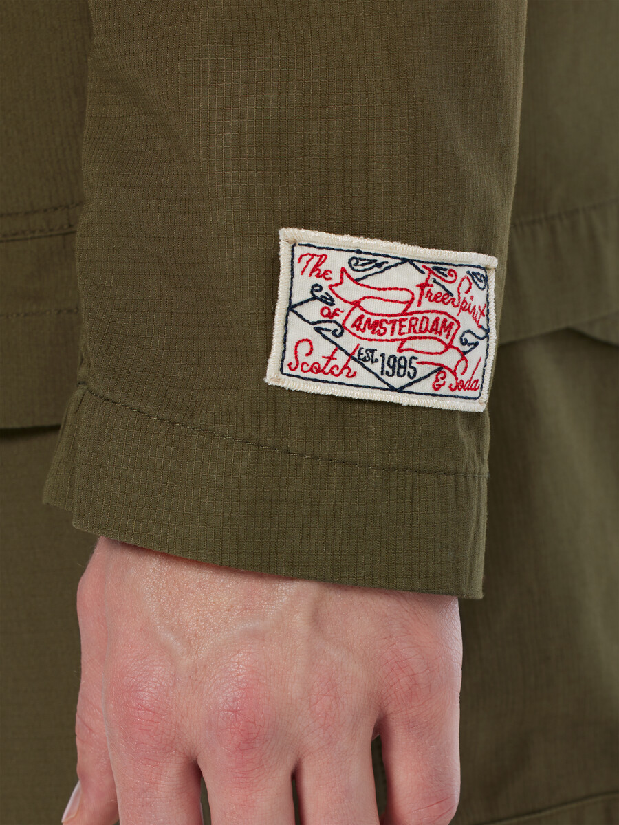 blazer militare in cotone ripstop destrutturato dalla vestibilità rilassata