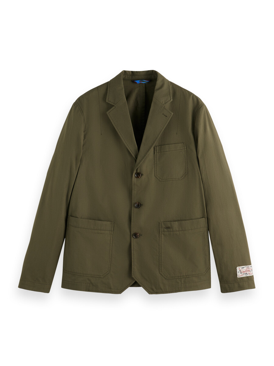 blazer militare in cotone ripstop destrutturato dalla vestibilità rilassata