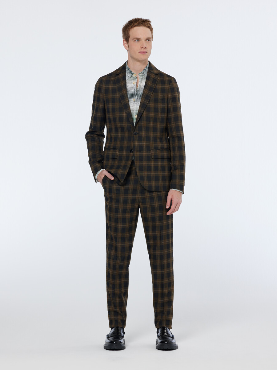 blazer monopetto a quadri tinto in filo dalla vestibilità regolare