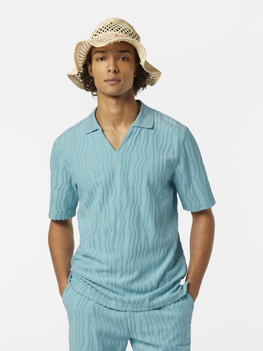 polo in spugna di cotone jacquard dalla vestibilità comoda