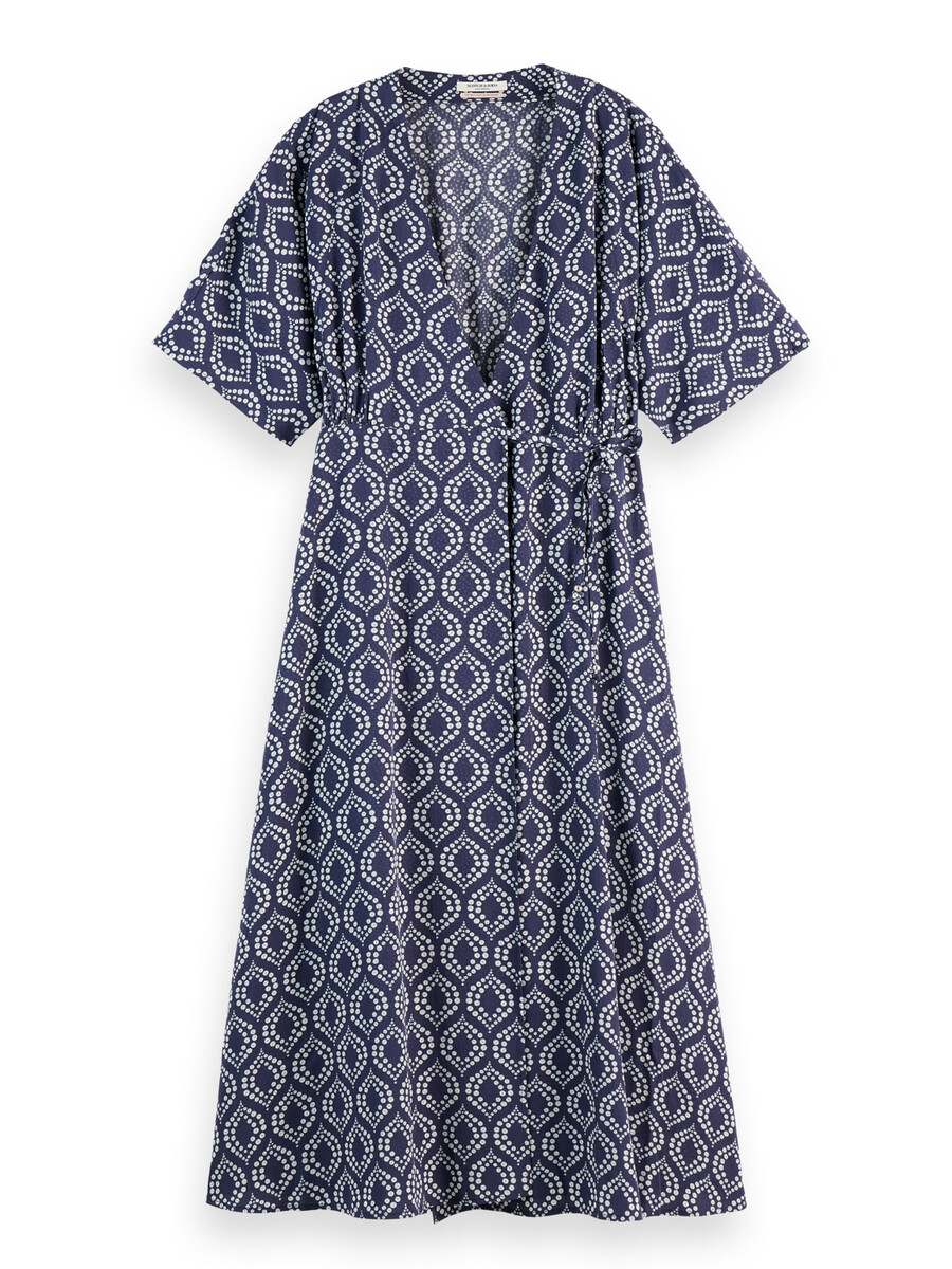 abito midi avvolgente in jacquard