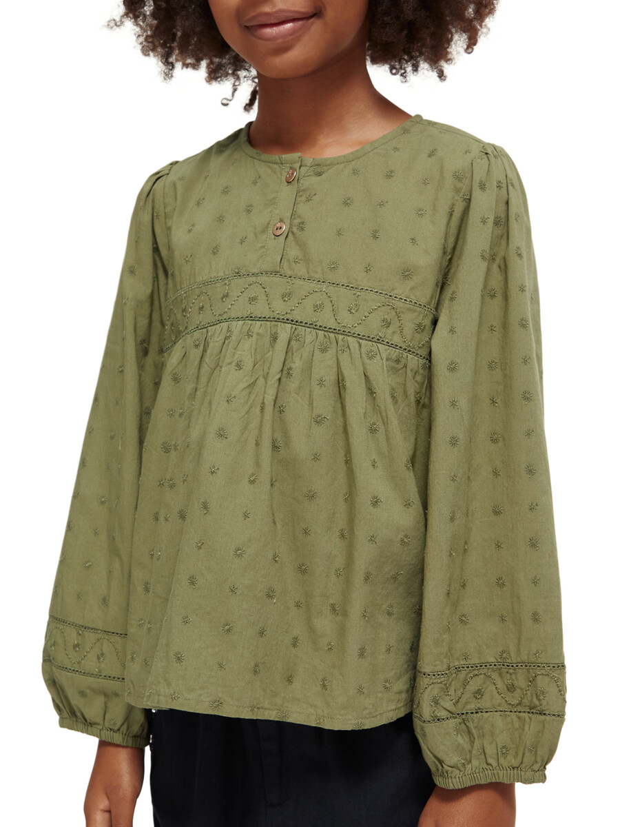 top a pannelli in pizzo inglese per bambine