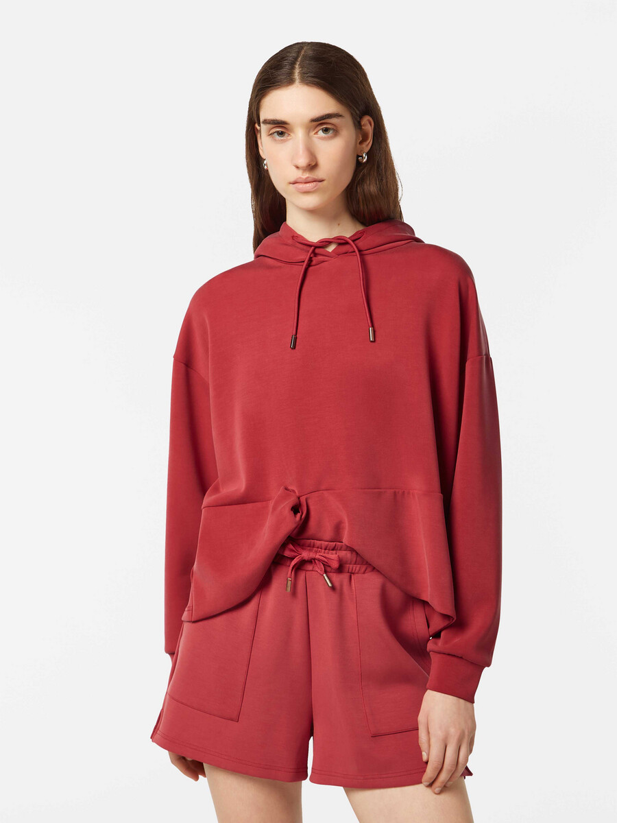 felpa con cappuccio in tencel con orlo ritorto