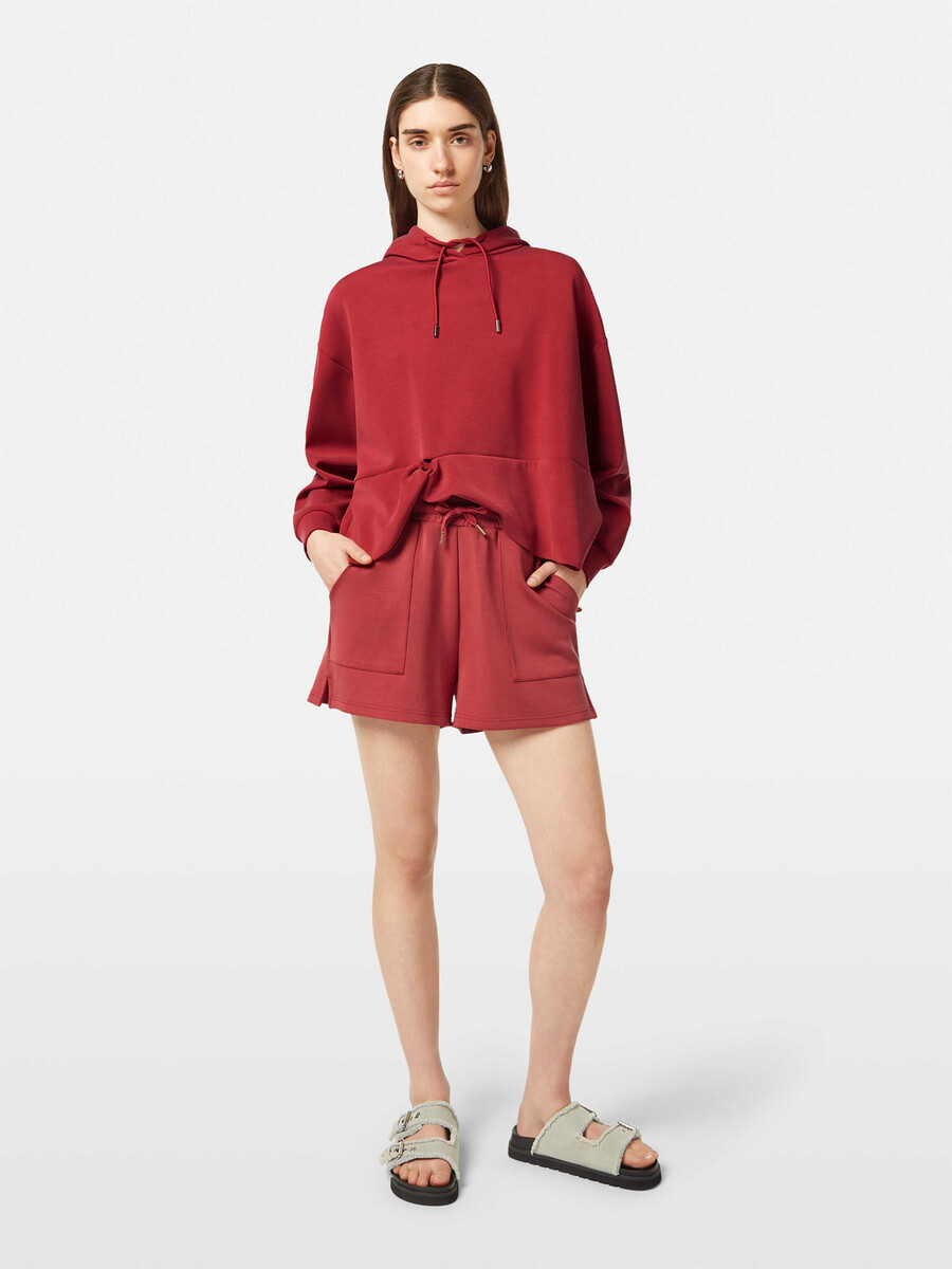 felpa con cappuccio in tencel con orlo ritorto