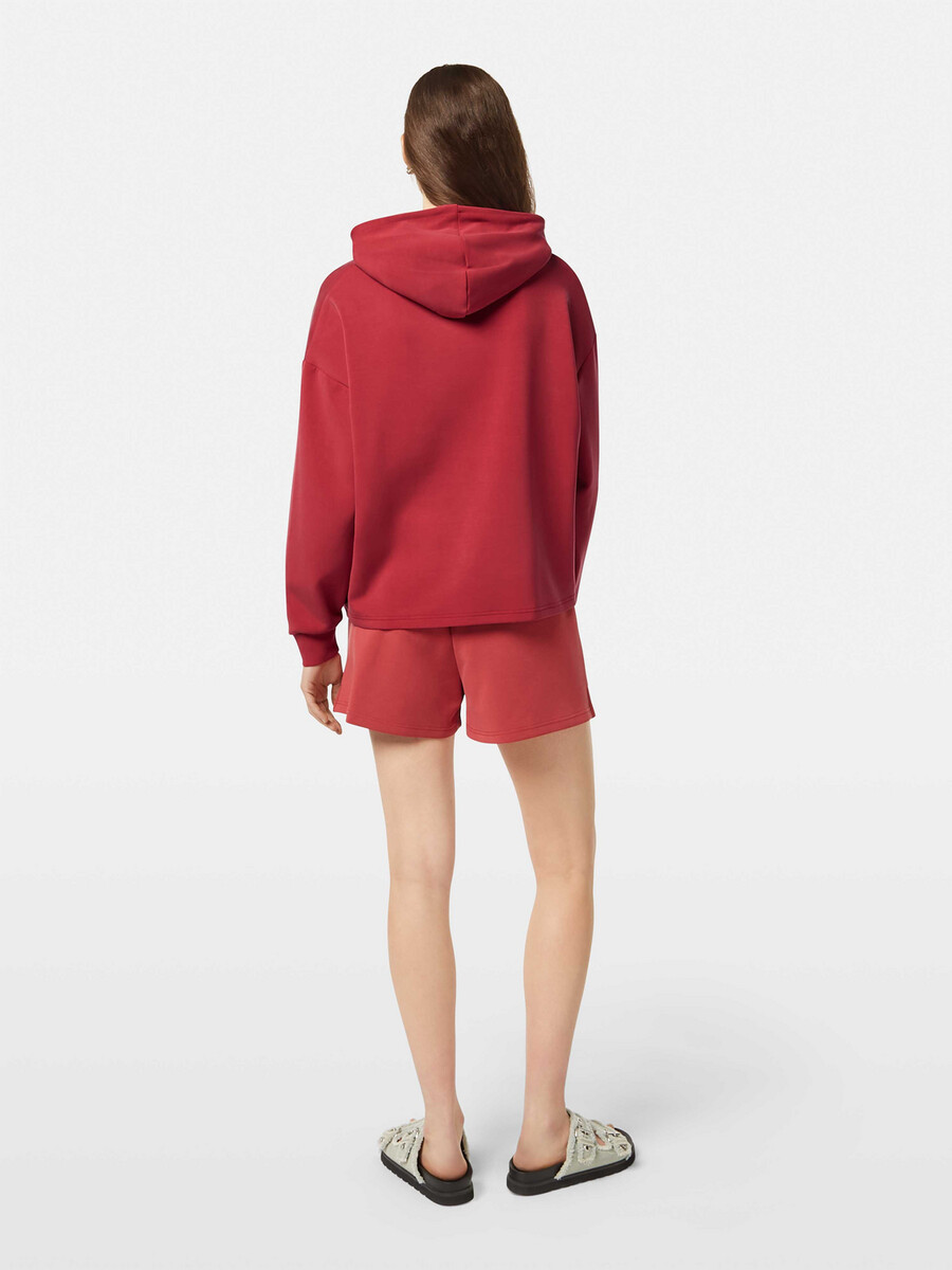 felpa con cappuccio in tencel con orlo ritorto