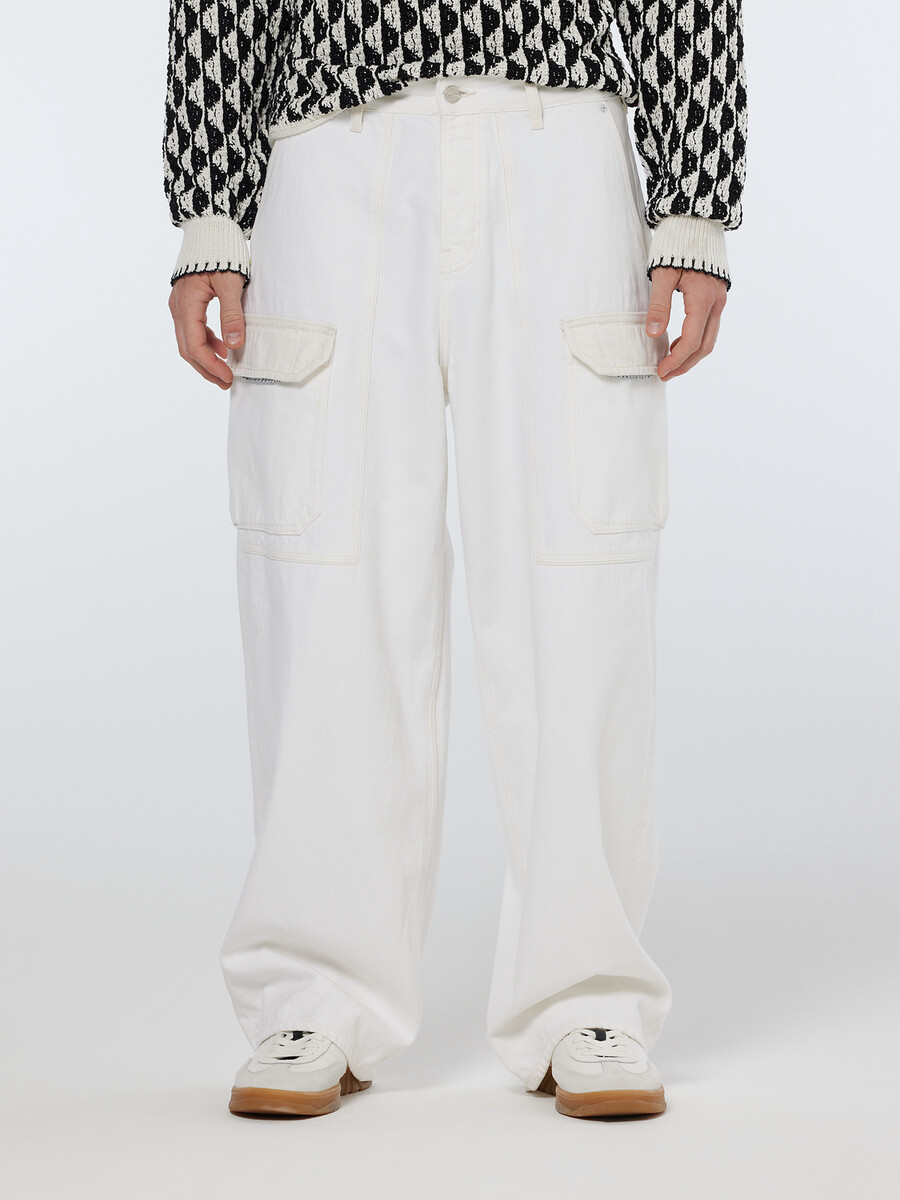 jeans cargo the daze loose fit bianco sbiadito