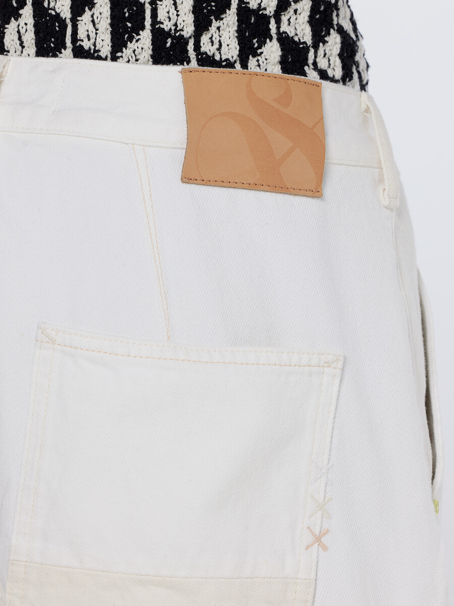 jeans cargo the daze loose fit bianco sbiadito