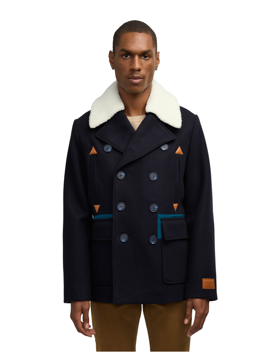 cappotto izak con dettagli a contrasto e colletto rimovibile