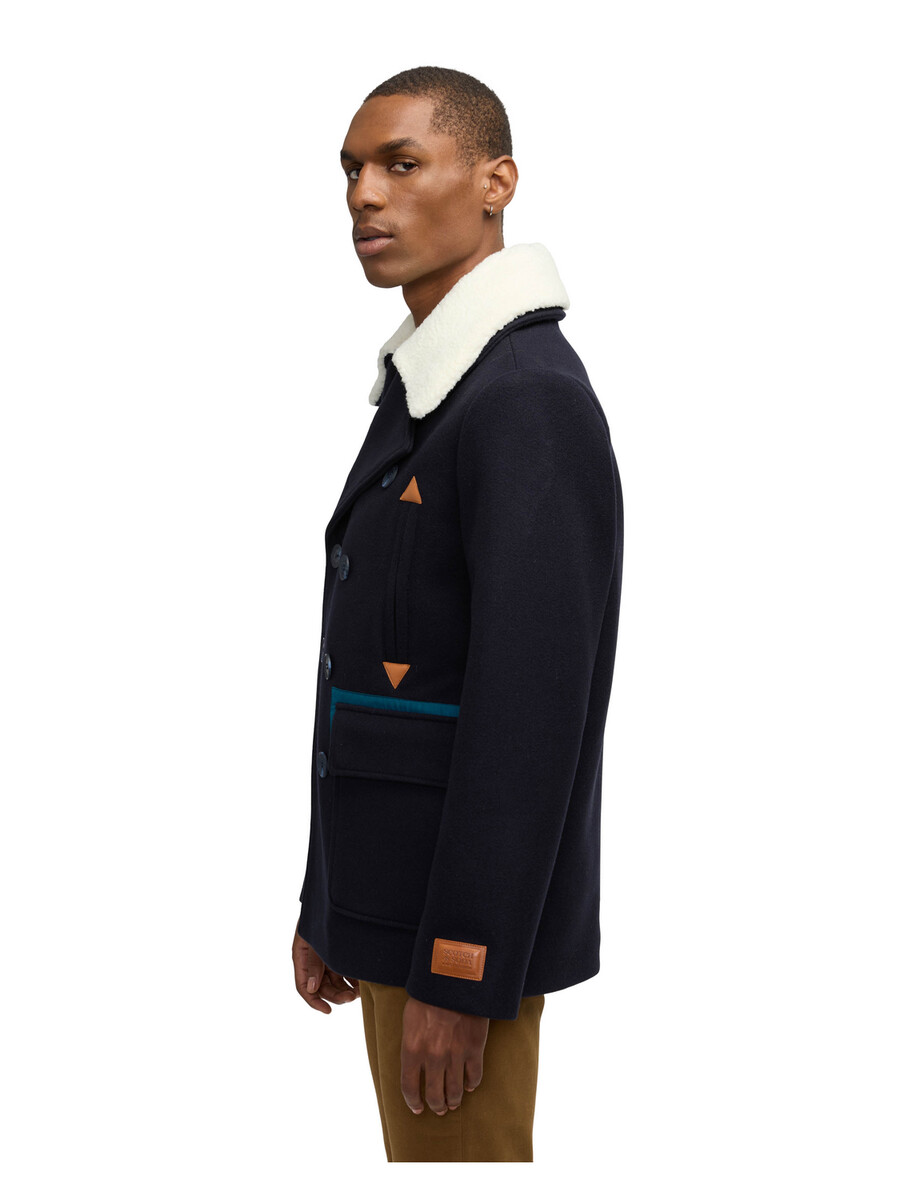 cappotto izak con dettagli a contrasto e colletto rimovibile