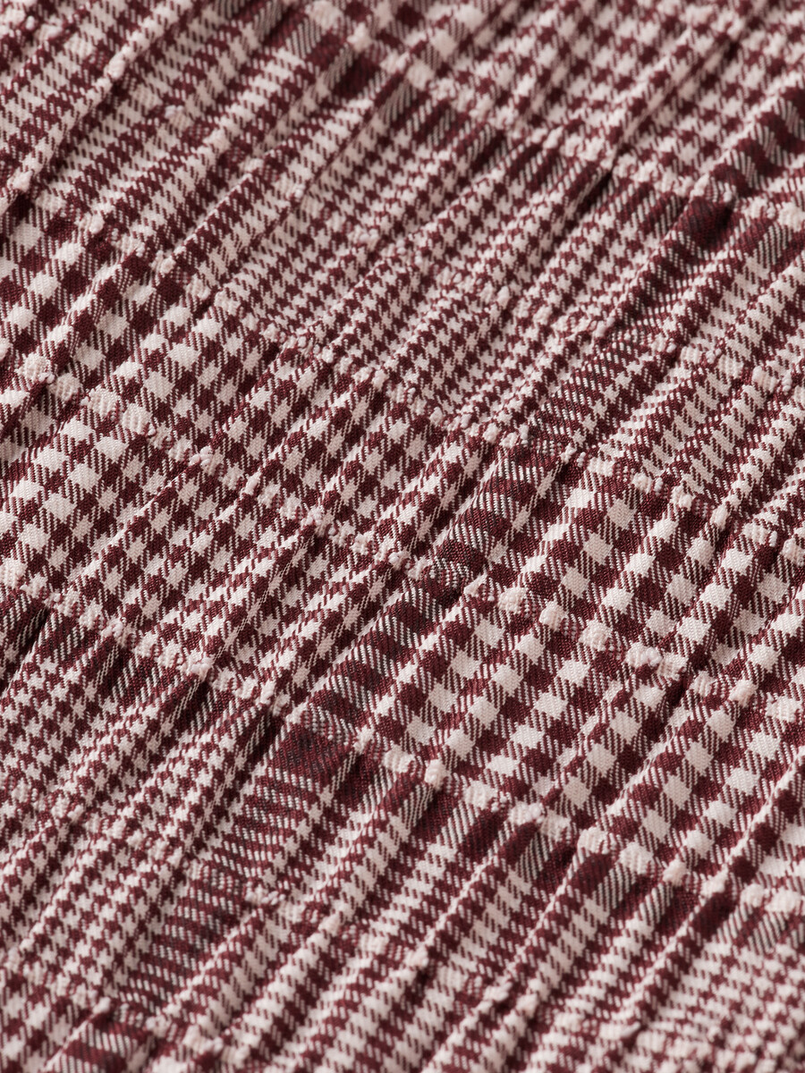 pantaloni a vita alta e gamba larga in seersucker principe di galles