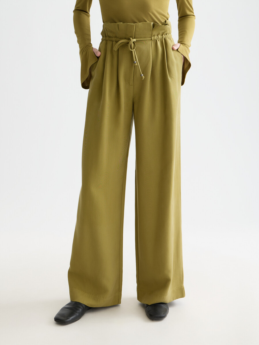 giugno - pantaloni in twill a vita alta e gamba larga