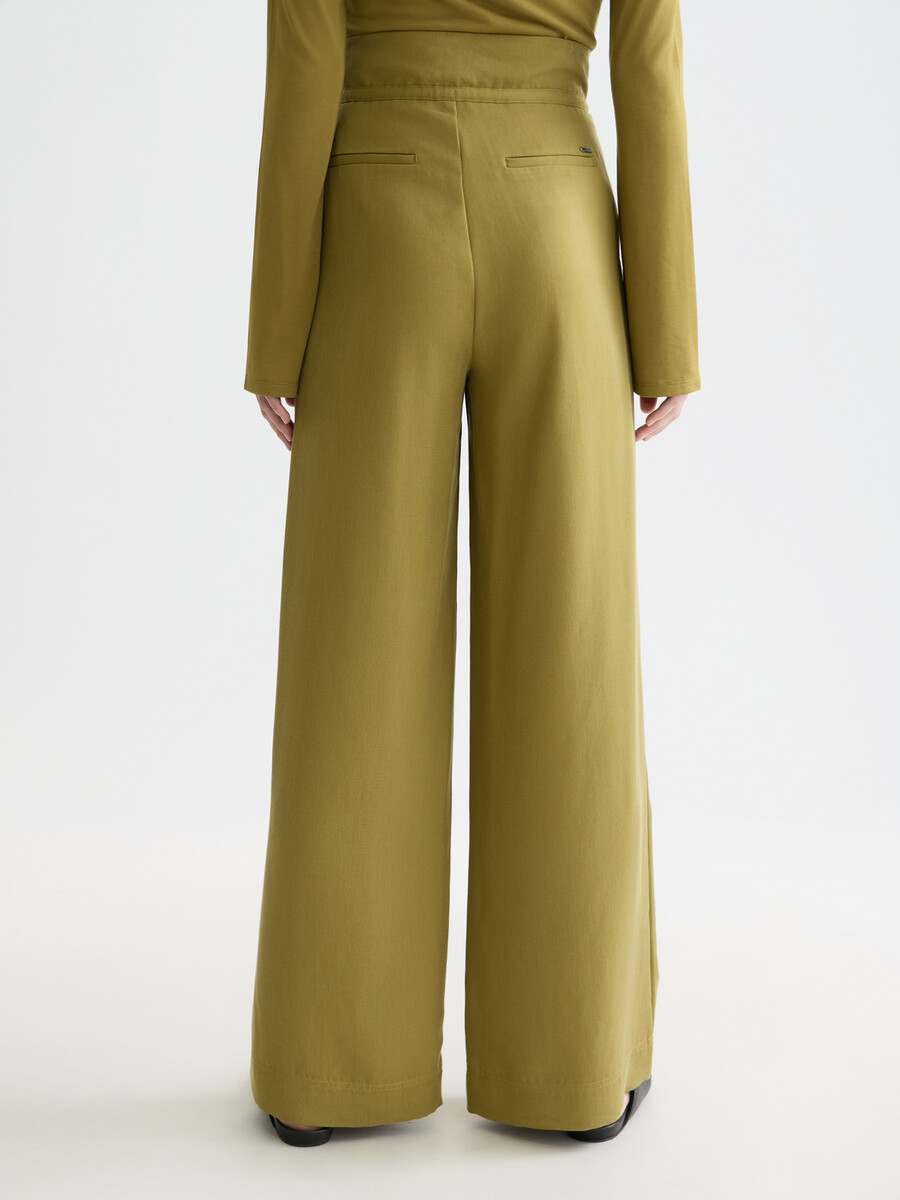 giugno - pantaloni in twill a vita alta e gamba larga
