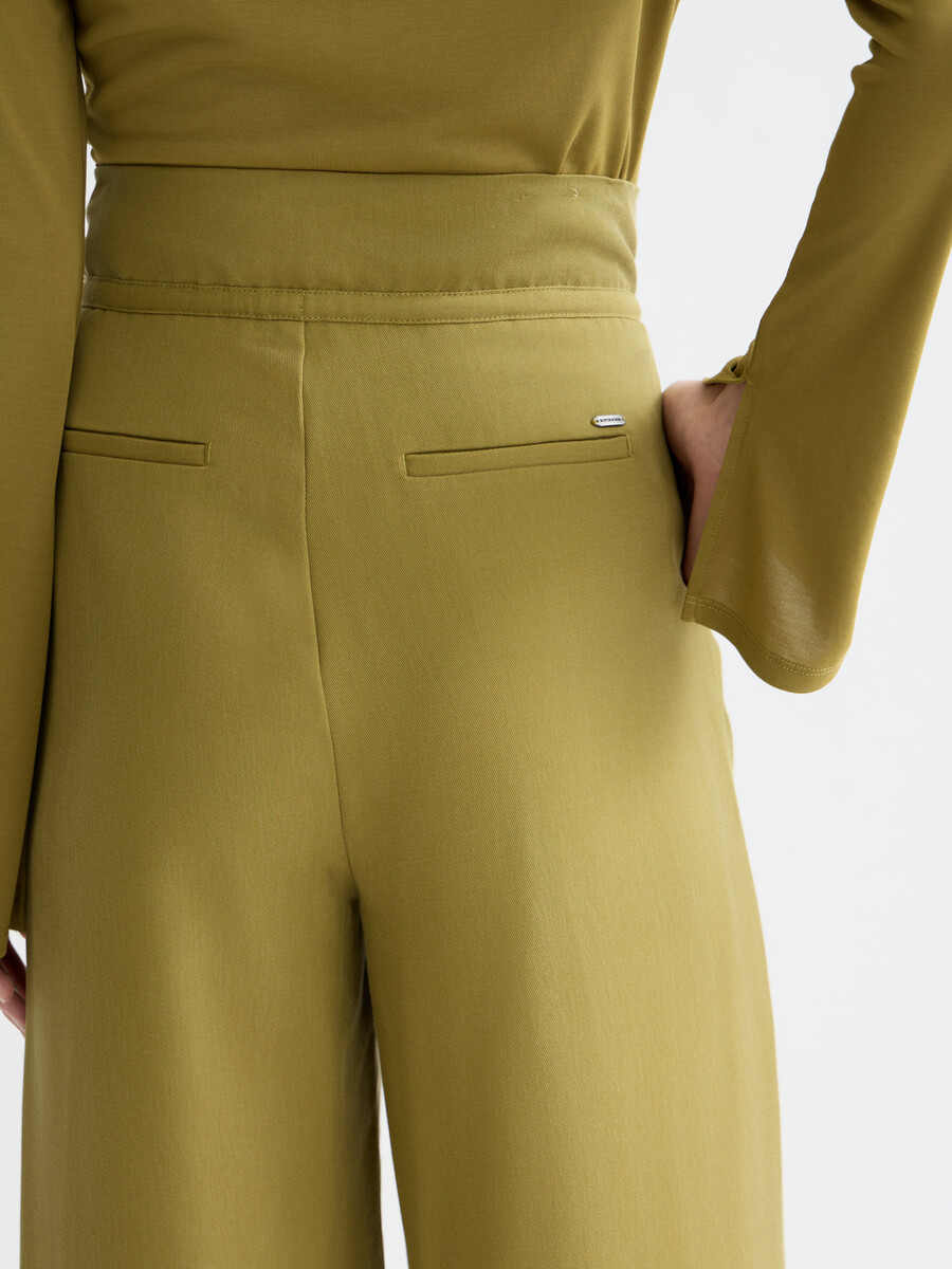 giugno - pantaloni in twill a vita alta e gamba larga