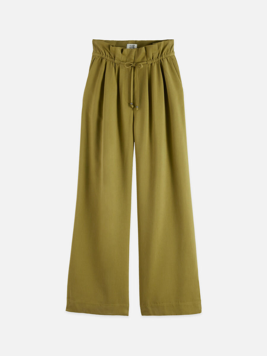 giugno - pantaloni in twill a vita alta e gamba larga