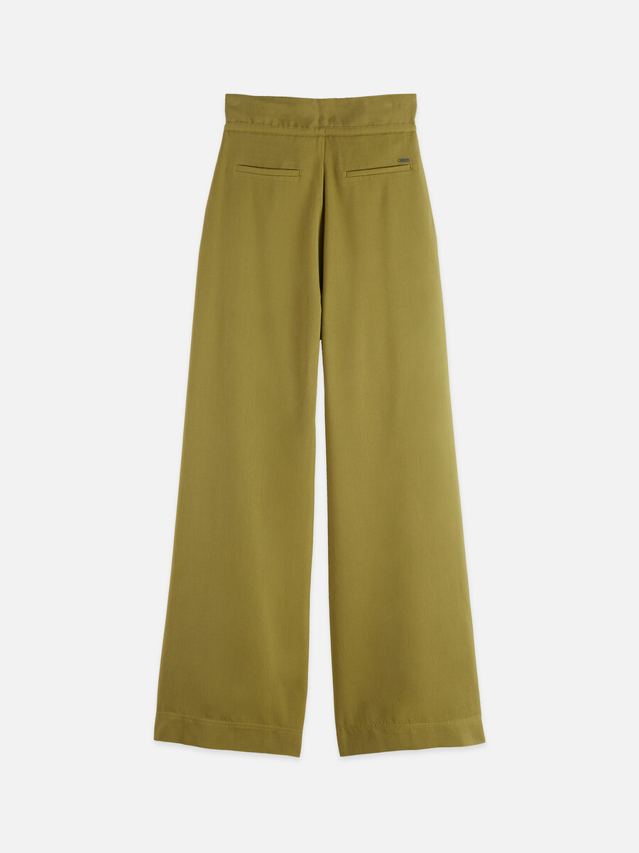 giugno - pantaloni in twill a vita alta e gamba larga