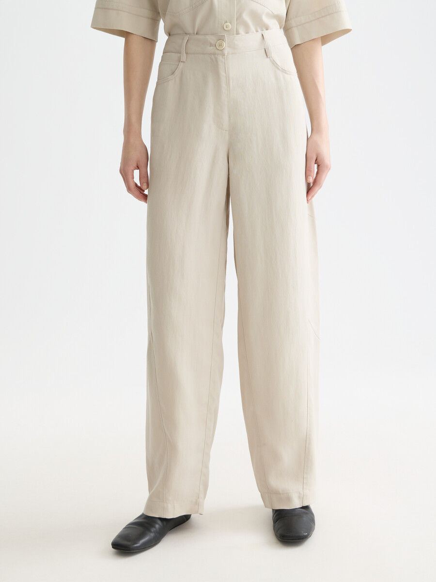 lotus - pantaloni in twill a vita alta con gamba a botte