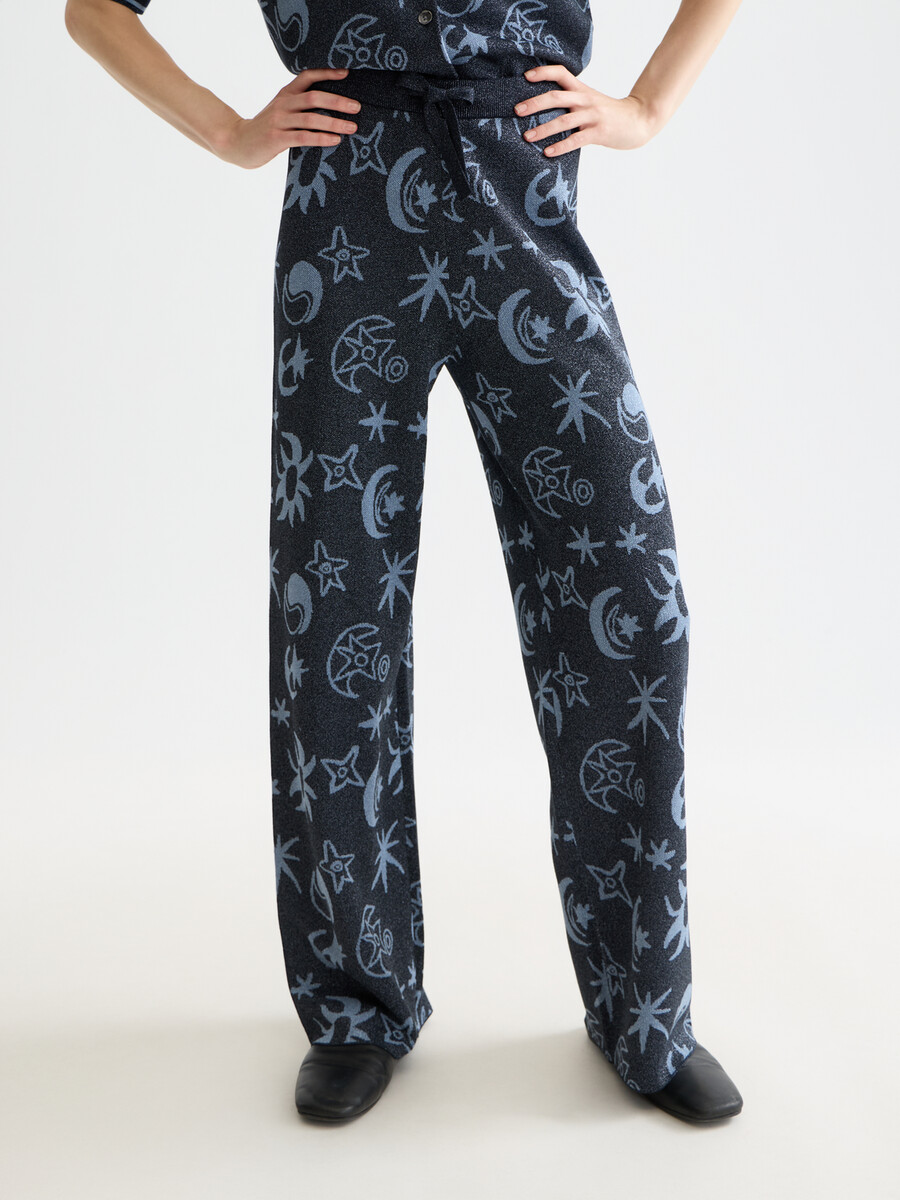 pantaloni in maglia jacquard