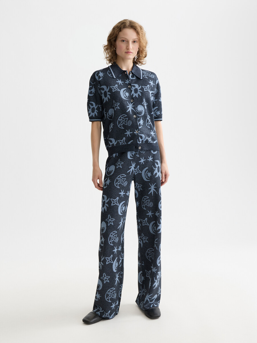 pantaloni in maglia jacquard