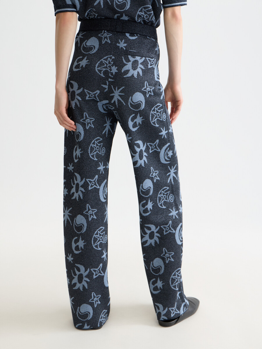 pantaloni in maglia jacquard