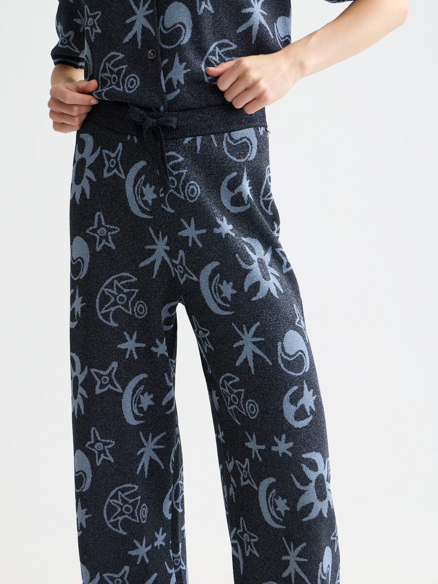 pantaloni in maglia jacquard