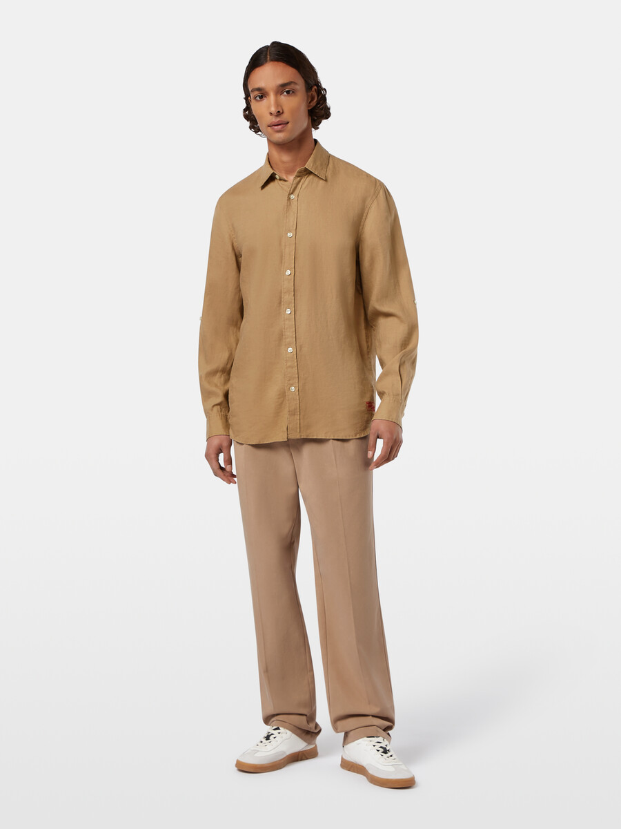 chino dritto e rilassato in twill di cotonelyocell plissettato
