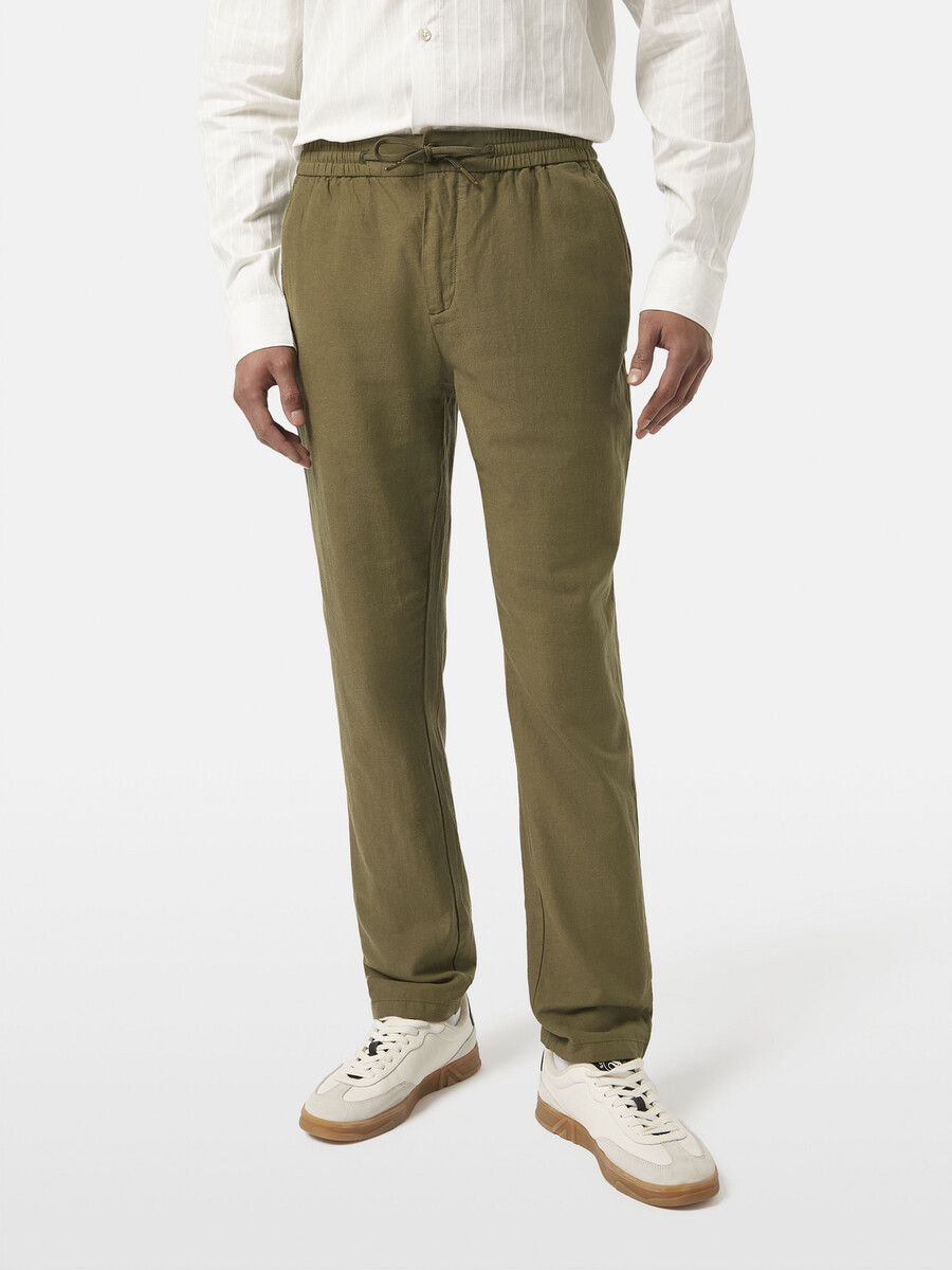 pantaloni da jogging dritti in cotone e lino warren