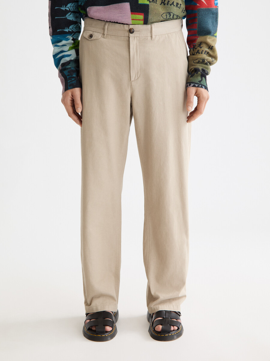 otis - chino in twill di cotone e lino dal taglio dritto e rilassato