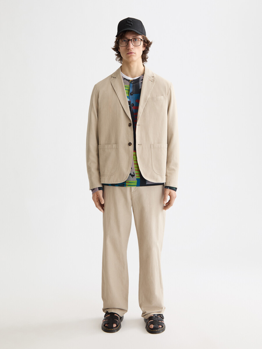 otis - chino in twill di cotone e lino dal taglio dritto e rilassato