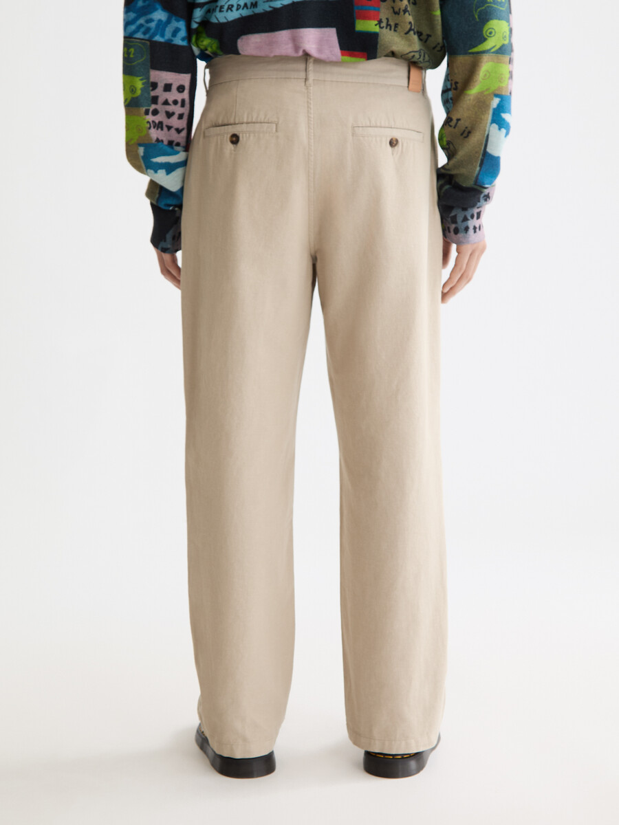 otis - chino in twill di cotone e lino dal taglio dritto e rilassato