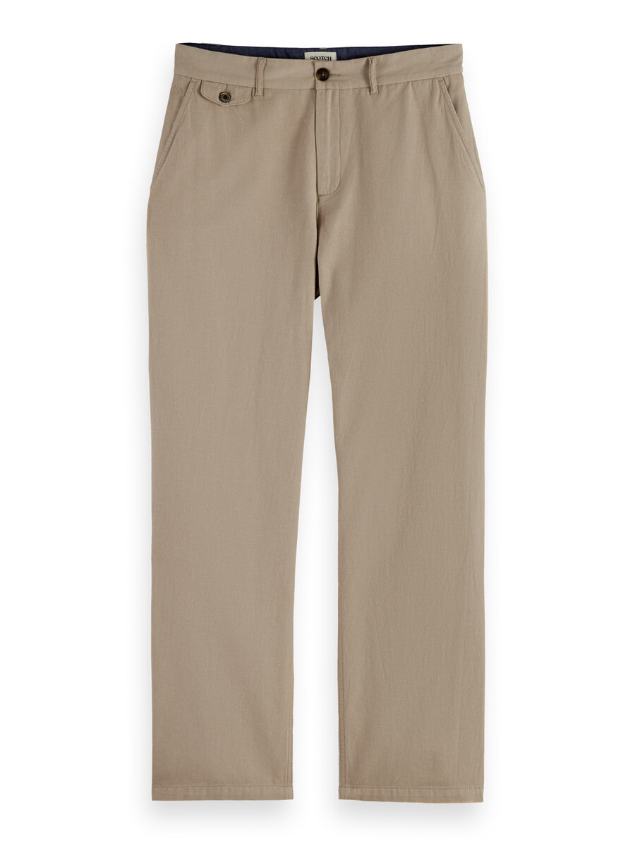otis - chino in twill di cotone e lino dal taglio dritto e rilassato