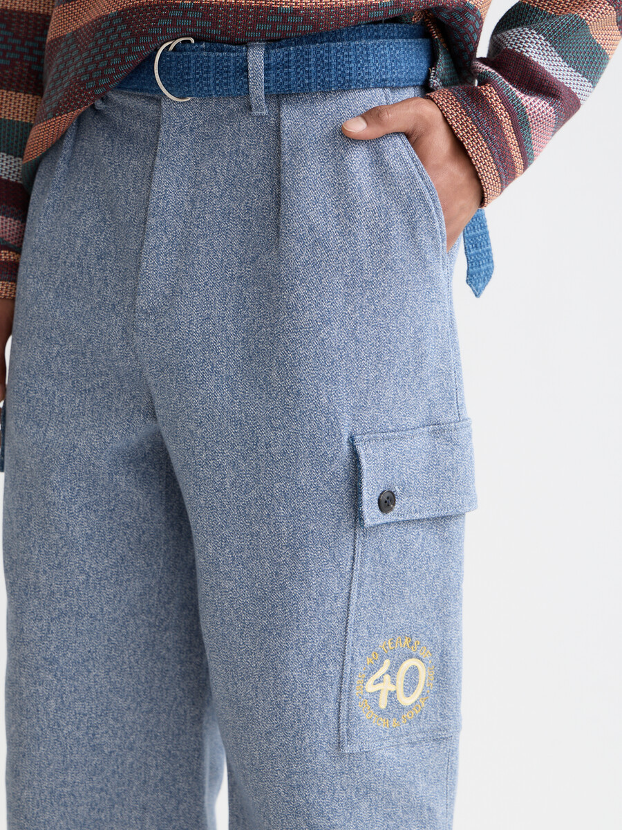 pantaloni cargo larghi e dritti in mélange per il 40° anniversario