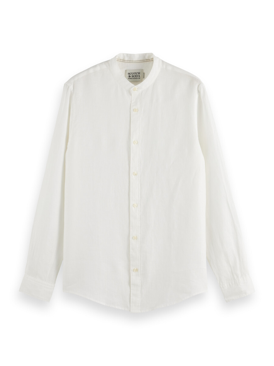 essentials — camicia in lino con collo alto