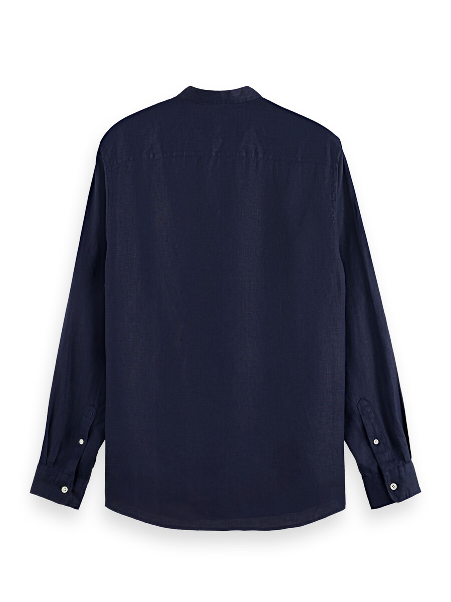 essentials — camicia in lino con collo alto