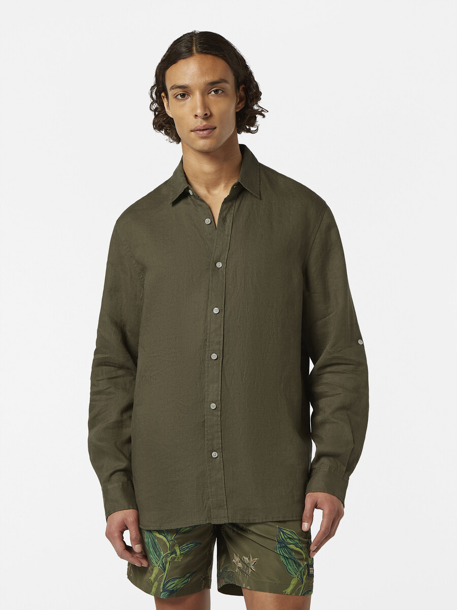 camicia in lino vestibilità regolare