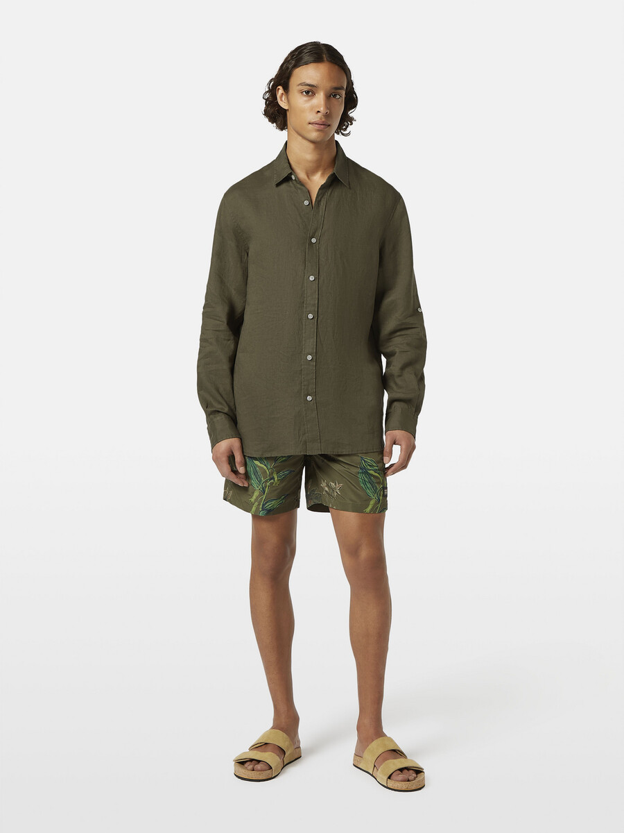 camicia in lino vestibilità regolare