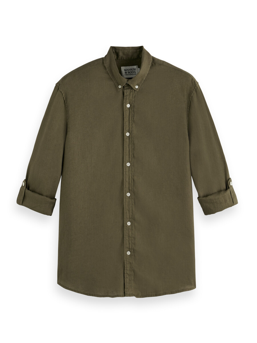 camicia in lino vestibilità regolare